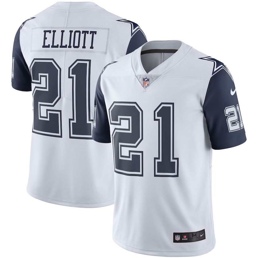 Men Dallas Cowboys 21 Ezekiel Elliott White Nike Color Rush Vapor Limited NFL Jersey